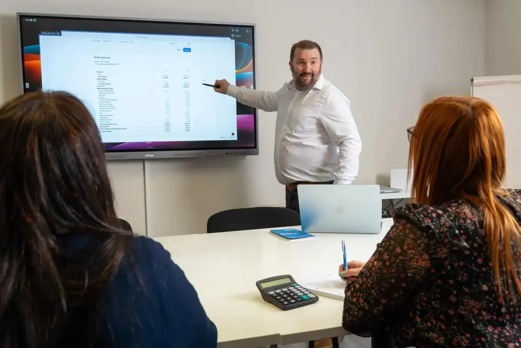 Business meeting presentation in office.